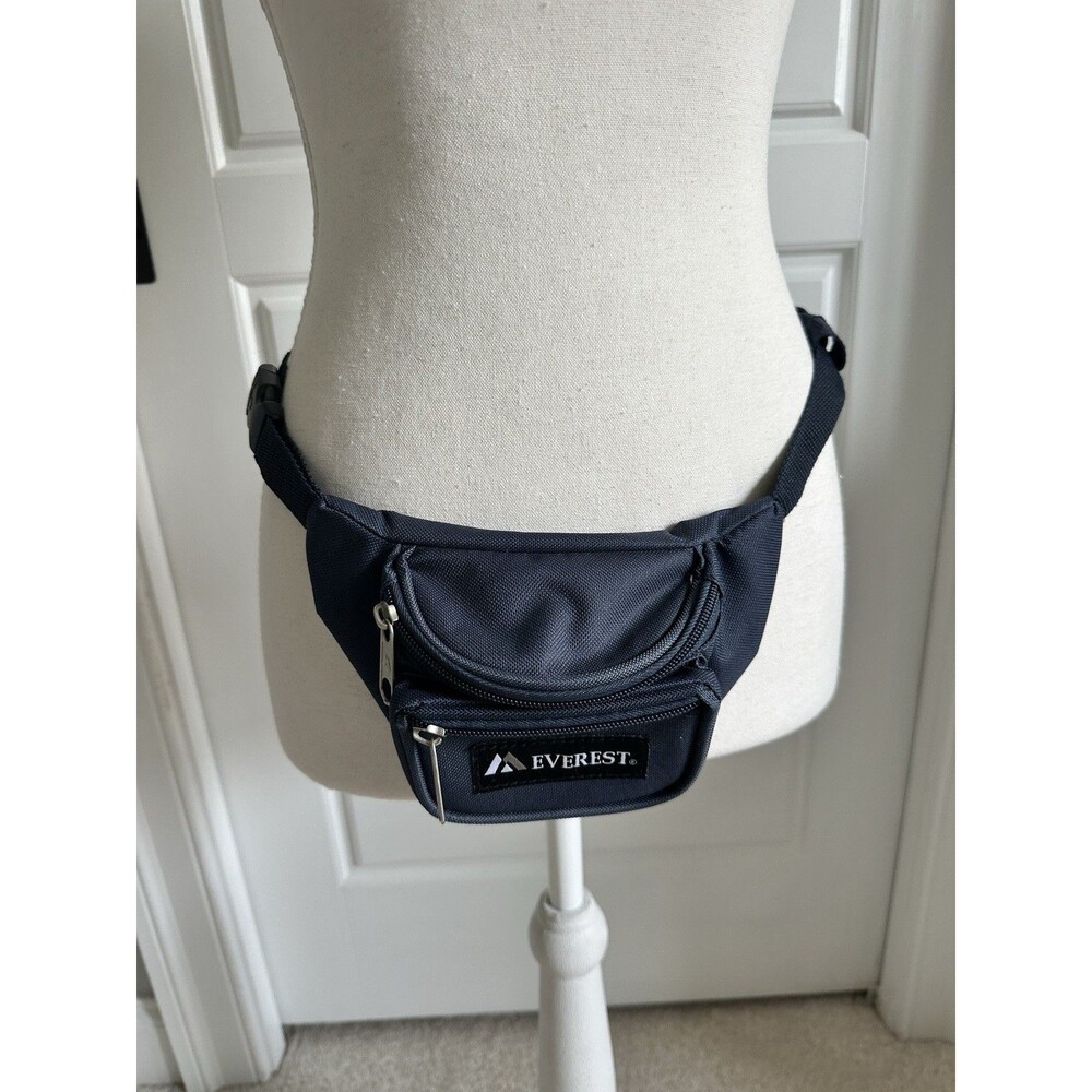 Everest Signature Mini Waist Fanny Festival Hiking Pack Blue Triple Pocket-VTG - Picture 3 of 9